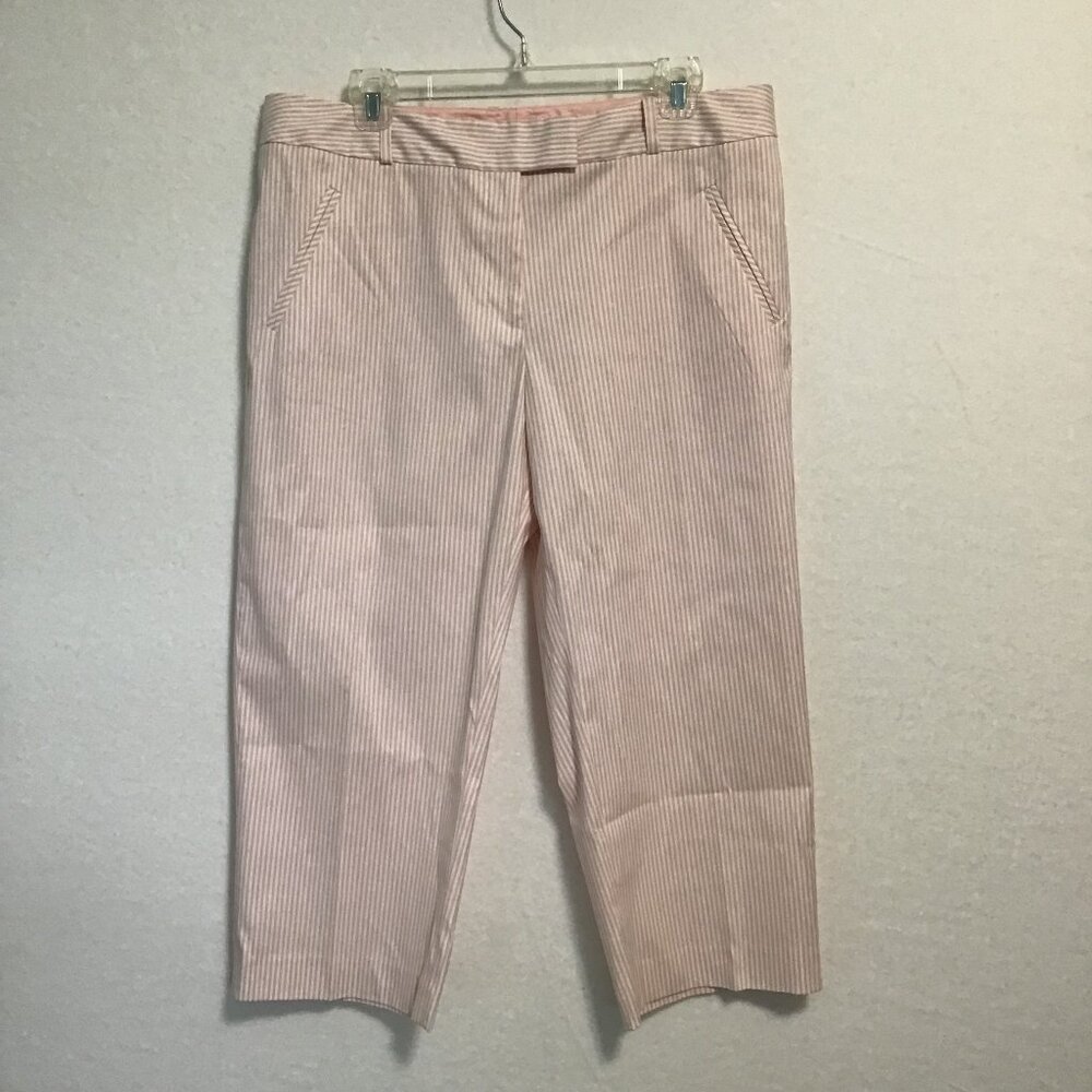 Tommy Hilfiger, Pink and White Striped Capri Pants Size 14. NWOT condition.